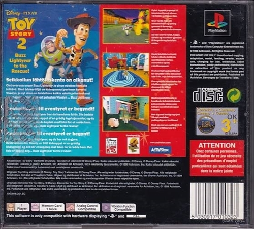 Disney Pixars Toy Story 2 Buzz Lighyear to the Rescue - Mangler Manual - PS1 (B Grade) (Genbrug)